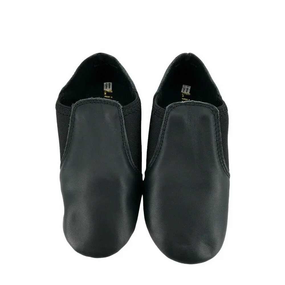 Linodes Girl Toddler Black Leather Low Top Slip On Dance Jazz Shoes Sz 8.5 M - Picture 2 of 6